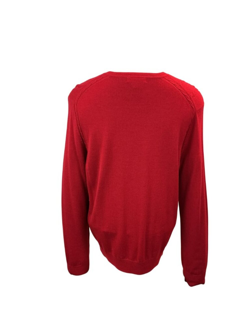 Banana Republic Red V-Neck Sweater Extra Fine Merino Wool Cable Knit Large - Picture 5 of 10